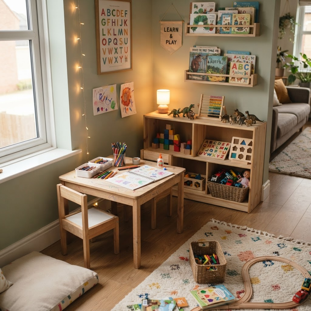 Coin d'éveil et d'apprentissage aménagé pour les enfants